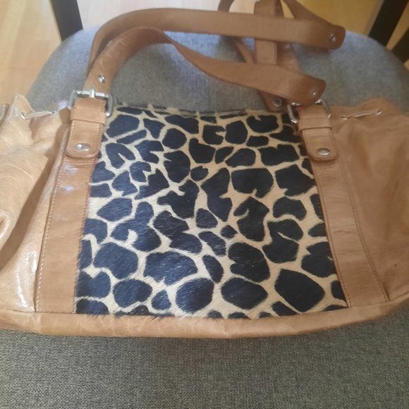 Cavalcanti Leopard Print Tan Leather Tote Bag - Picture 3 of 9